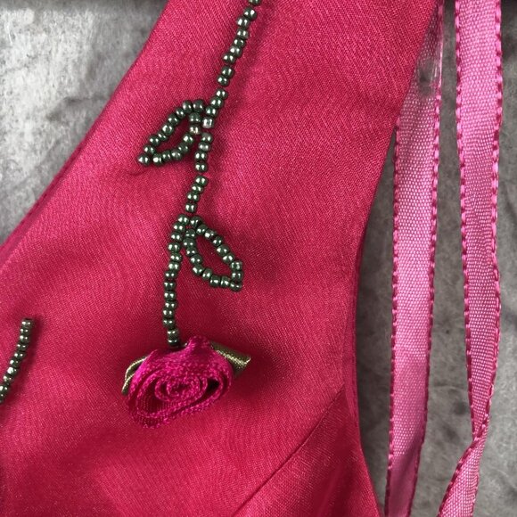 Papell Boutique Evening Dress Womens 8 Fuchsia Beaded Rose Sheath Cocktail Party - Picture 10 of 16